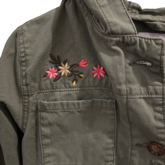 Old Navy Girl Hooded Twill Utility Jacket - Picture 2 of 8